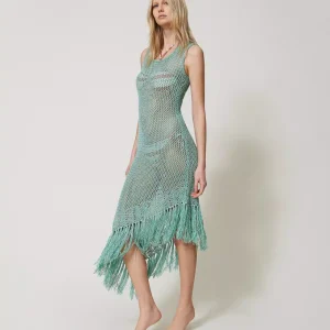 Twinset vestido largo de punto de rejilla