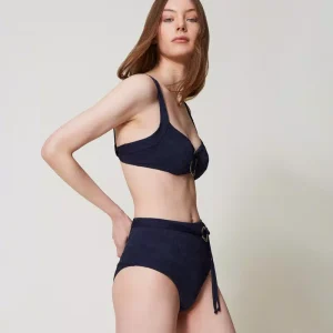 Twinset braga de bikini de jacquard con cinturon marino