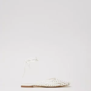 Twinset bailarina de rejilla cruzadas blanca