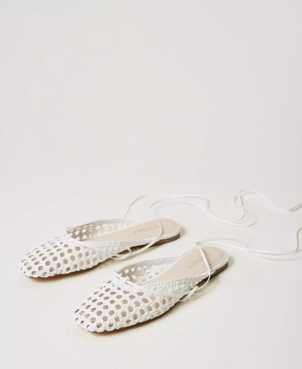 Twinset bailarina de rejilla cruzadas blanca - Imagen 3