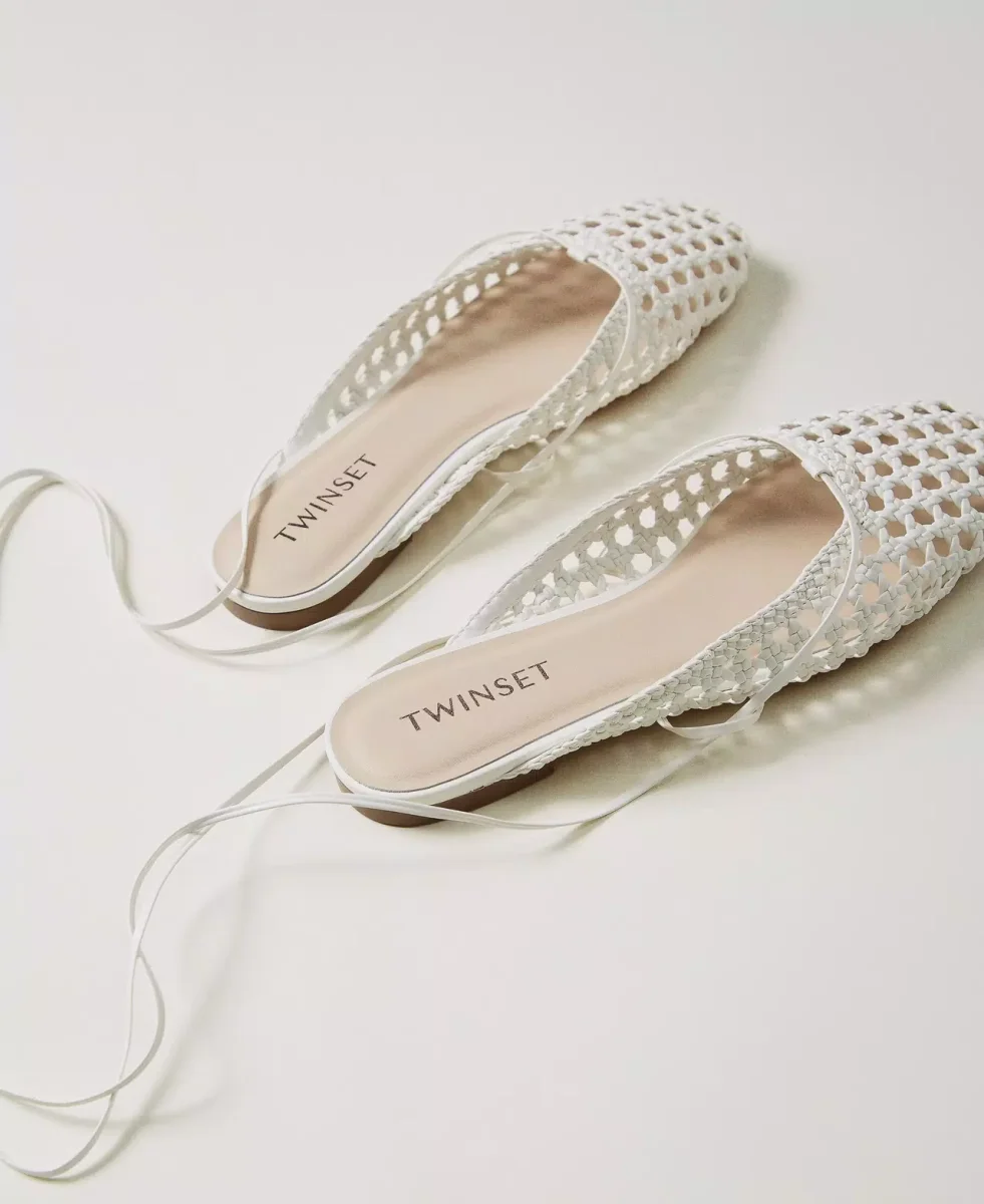 Twinset bailarina de rejilla cruzadas blanca - Imagen 4