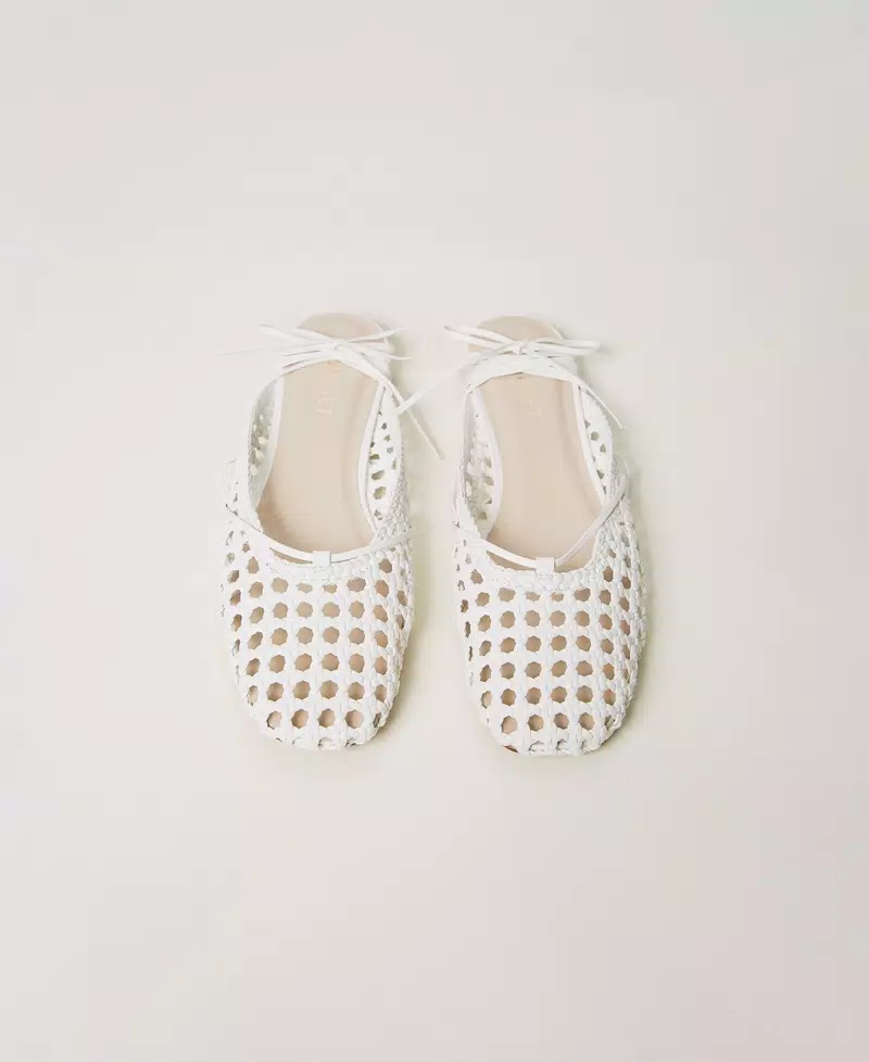 Twinset bailarina de rejilla cruzadas blanca - Imagen 5