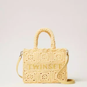 Twinset bolso shopper Bhomienne de ganchillo amarillo