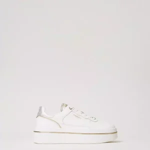Twinset zapatillas de piel laminada con plataforma