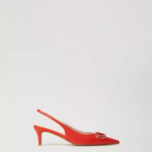Twinset zapatos destalonados con ovalT coral
