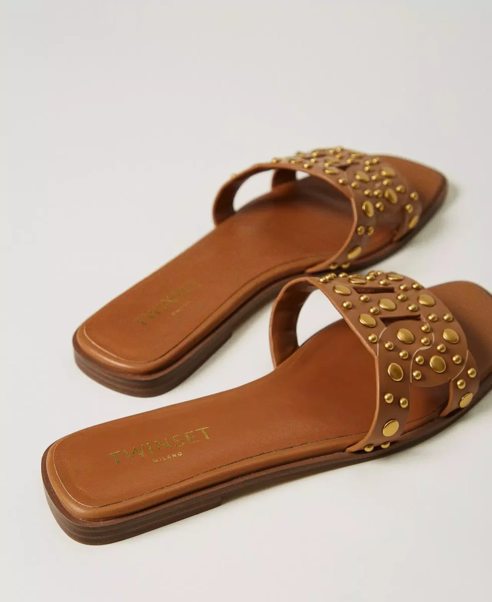Twinset sandalia de pala de piel con tachuelas - Imagen 4