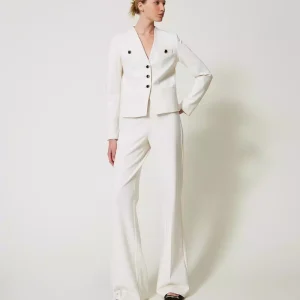 Twinset  pantalon de pierna ancha con boton joya