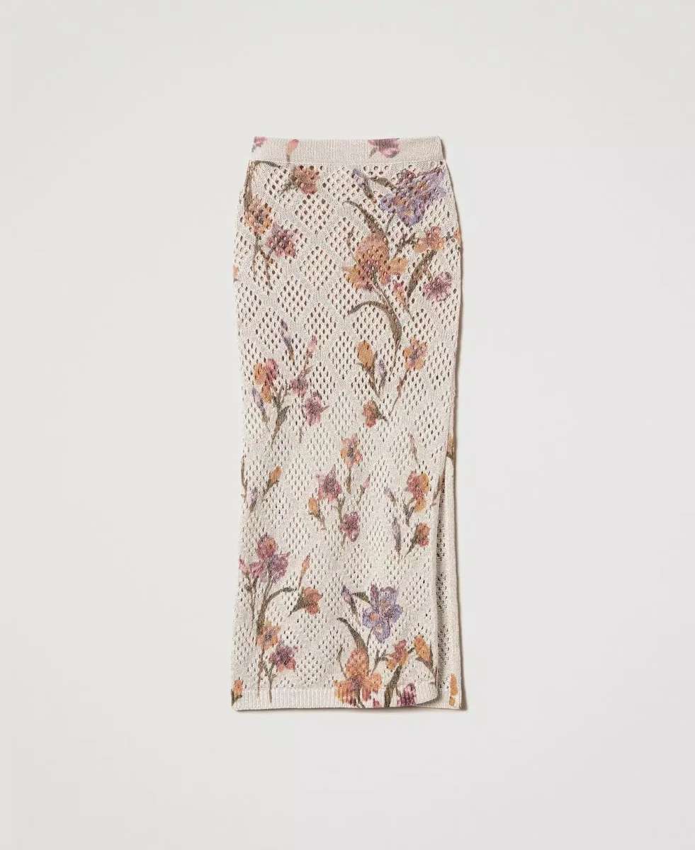 Twinset falda de rejilla con estampado de flores - Imagen 3
