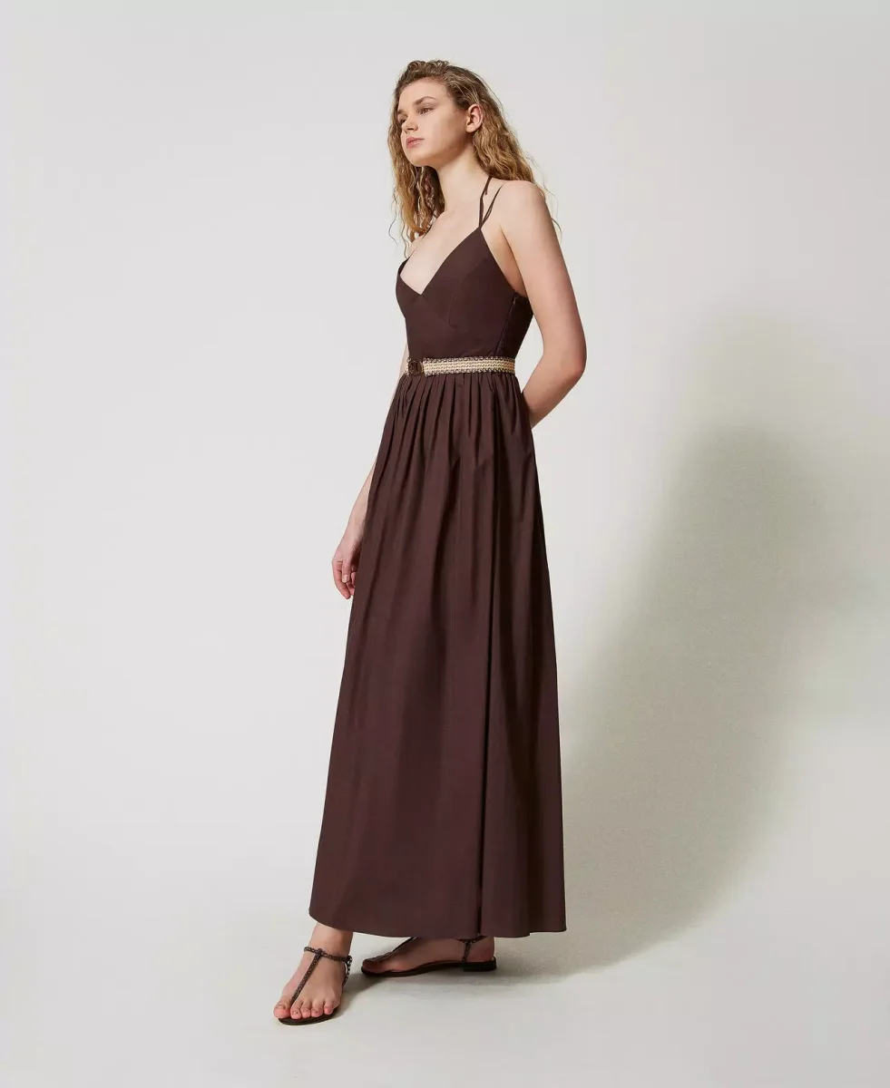 Twinset vestido largo de popelina con cinturon - Imagen 4