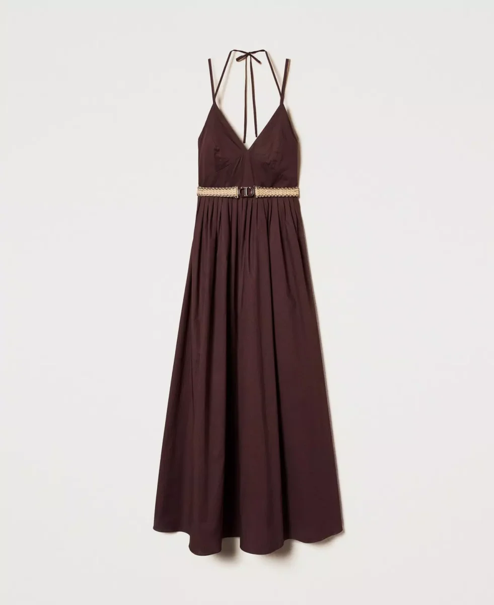 Twinset vestido largo de popelina con cinturon - Imagen 3
