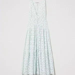 Twinset vestido largo con bordado ingles