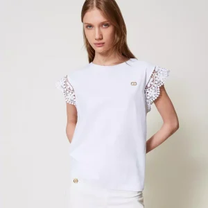 Twinset top de punto acanalado marron