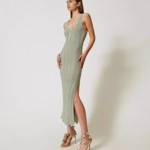 Twinset vestido midi de punto con lurex