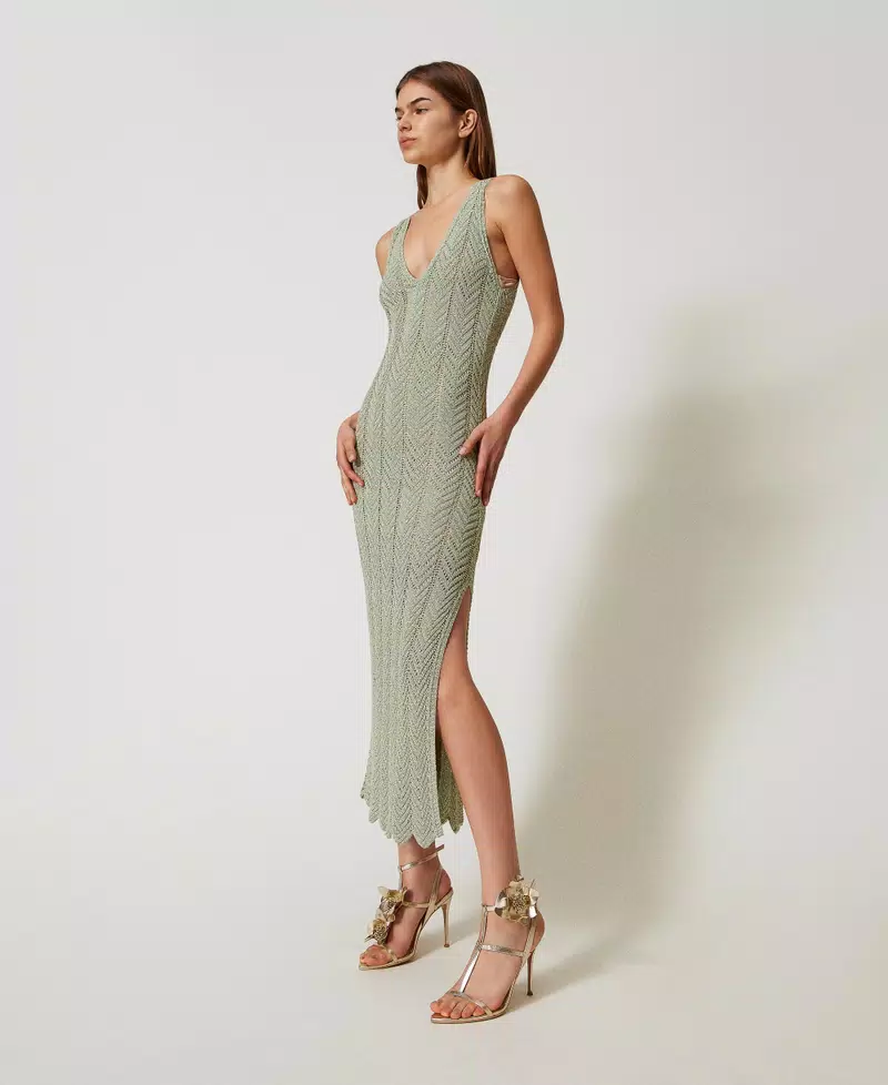 Twinset vestido midi de punto con lurex