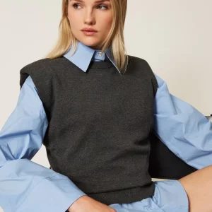 Twinset top de punto manga casquillo
