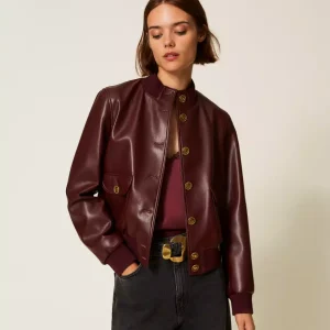 Twinset chaqueta efecto piel con botones