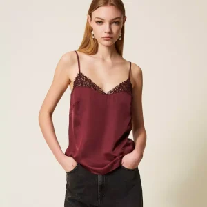 Twinset top de raso con encaje