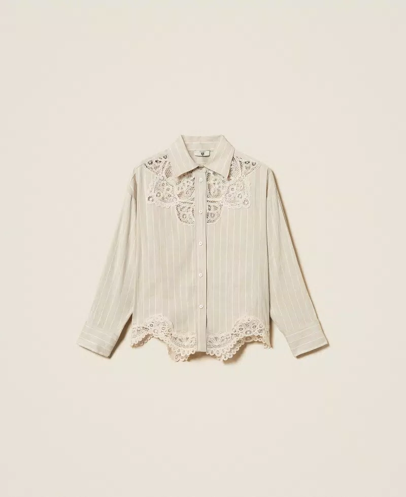 Twinset camisa en mezcla de lino con encaje - Imagen 6