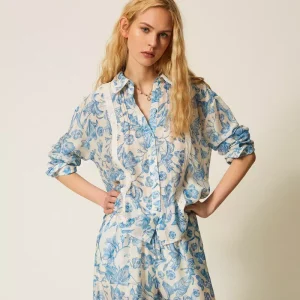 Twinset camisa de flores con encaje