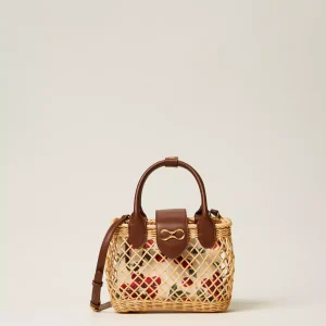 Twinset bolso bandolera de mimbre con clutch