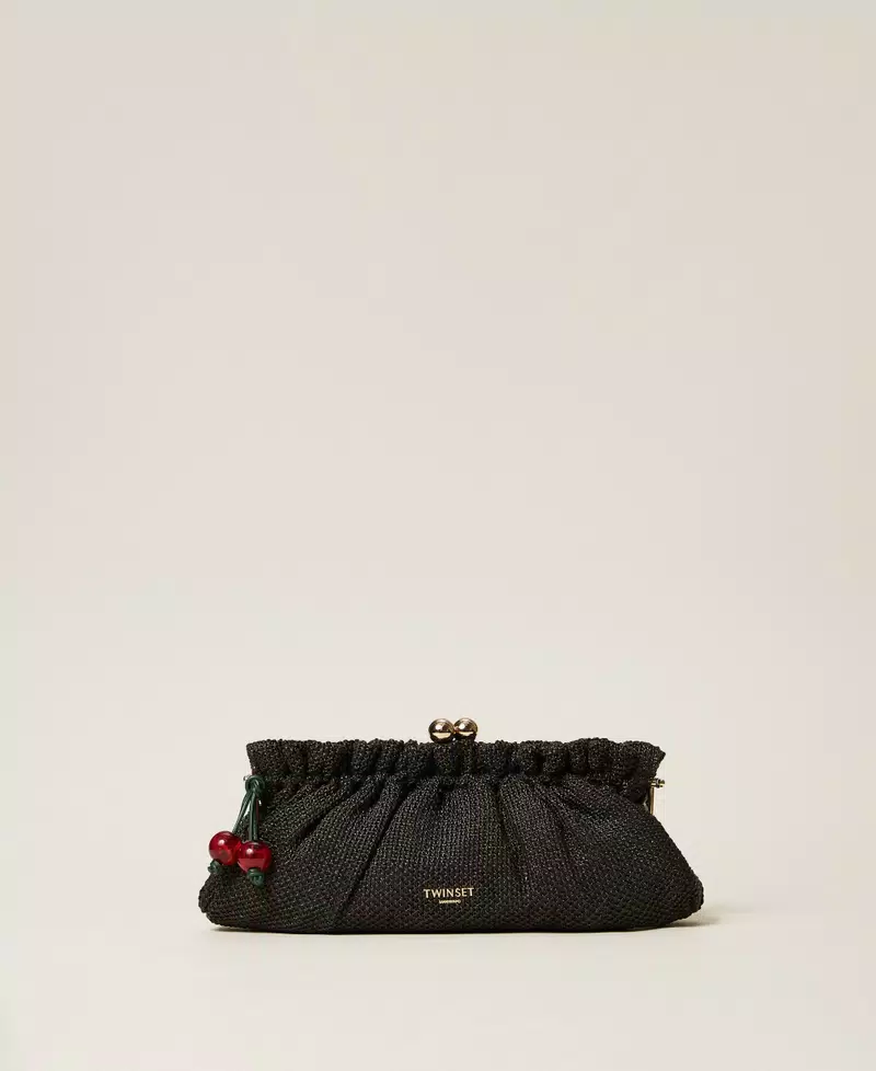 Twinset bolso clutch de rafia con colgante negro - Imagen 2