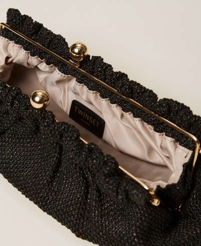 Twinset bolso clutch de rafia con colgante negro - Imagen 5