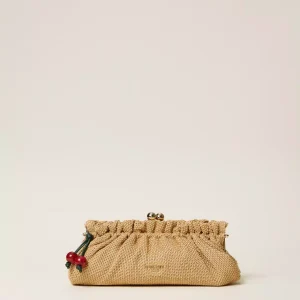 Twinset bolso clutch de rafia con colgante