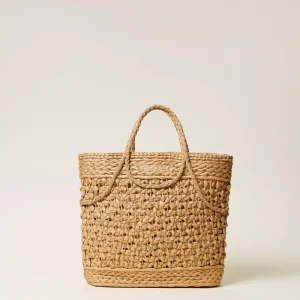 Twinset bolso shopper de rafia de ganchillo