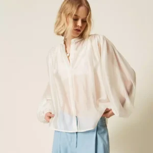Twinset camisa de gasa fruncida
