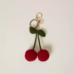 Twinset llavero con cerezas de ganchillo