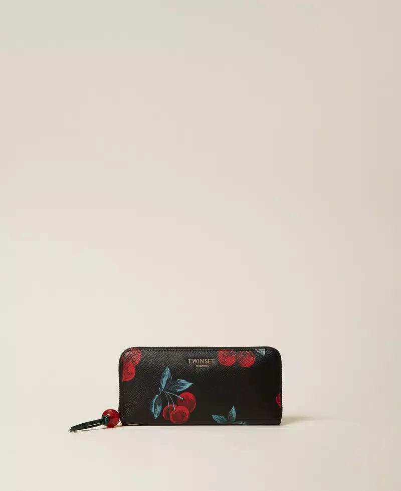 Twinset cartera con cremallera y estampado de cerezas