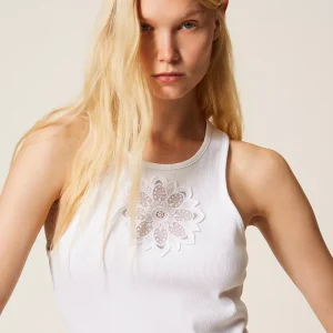 Twinset camiseta de tirantes con bordado floral