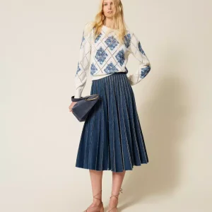 Twinset falda larga vaquera plisada