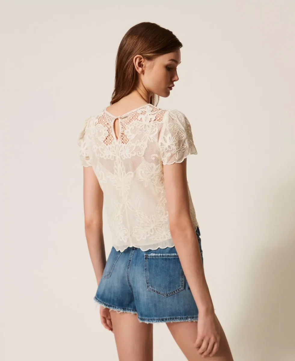 Twinset blusa de muselina con bordado - Imagen 4