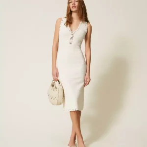 Twinset vestido largo de punto de ganchillo