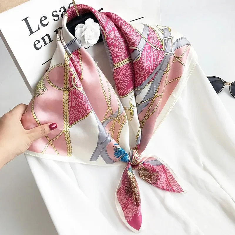 35"incógnita35" Pañuelo cuadrado de seda con estampado floral de lujo - Imagen 8