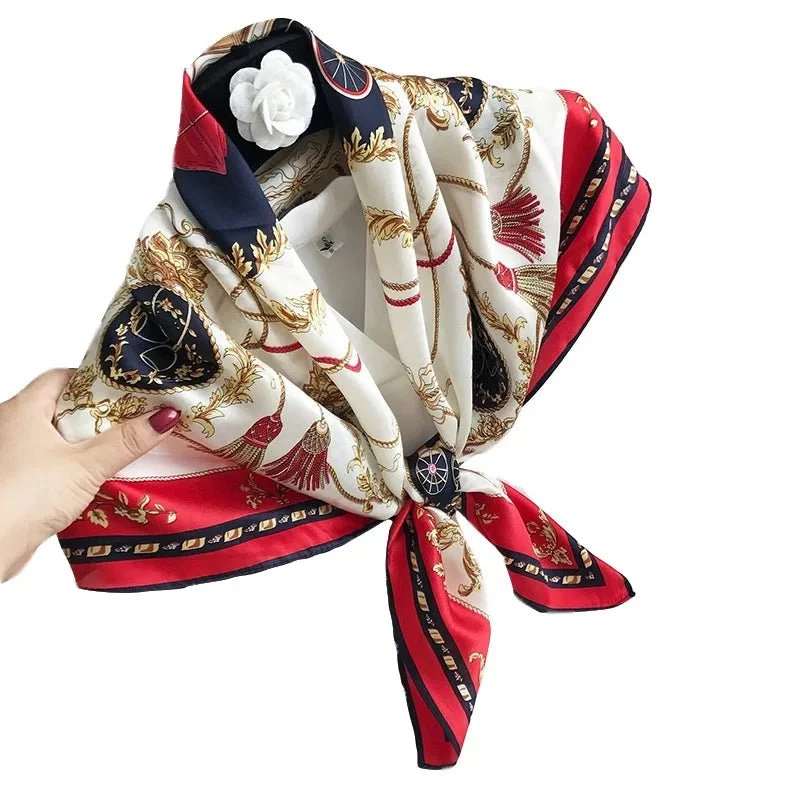 35"incógnita35" Pañuelo cuadrado de seda con estampado floral de lujo