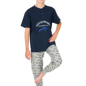 PIJAMA PANTALÓN LARGO Y MANGA CORTA TIBURONES