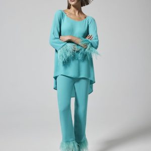 Arggido conjunto plumas turquesa