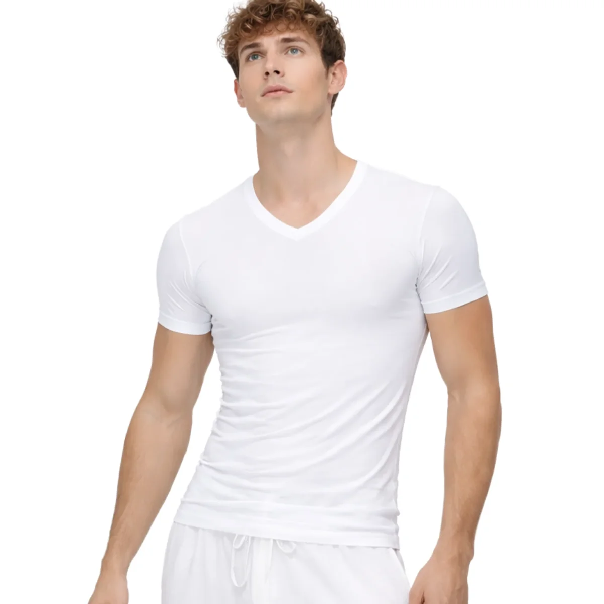 5203 CAMISETA MANGA CORTA ELÁSTICA CUELLO PICO - Imagen 3