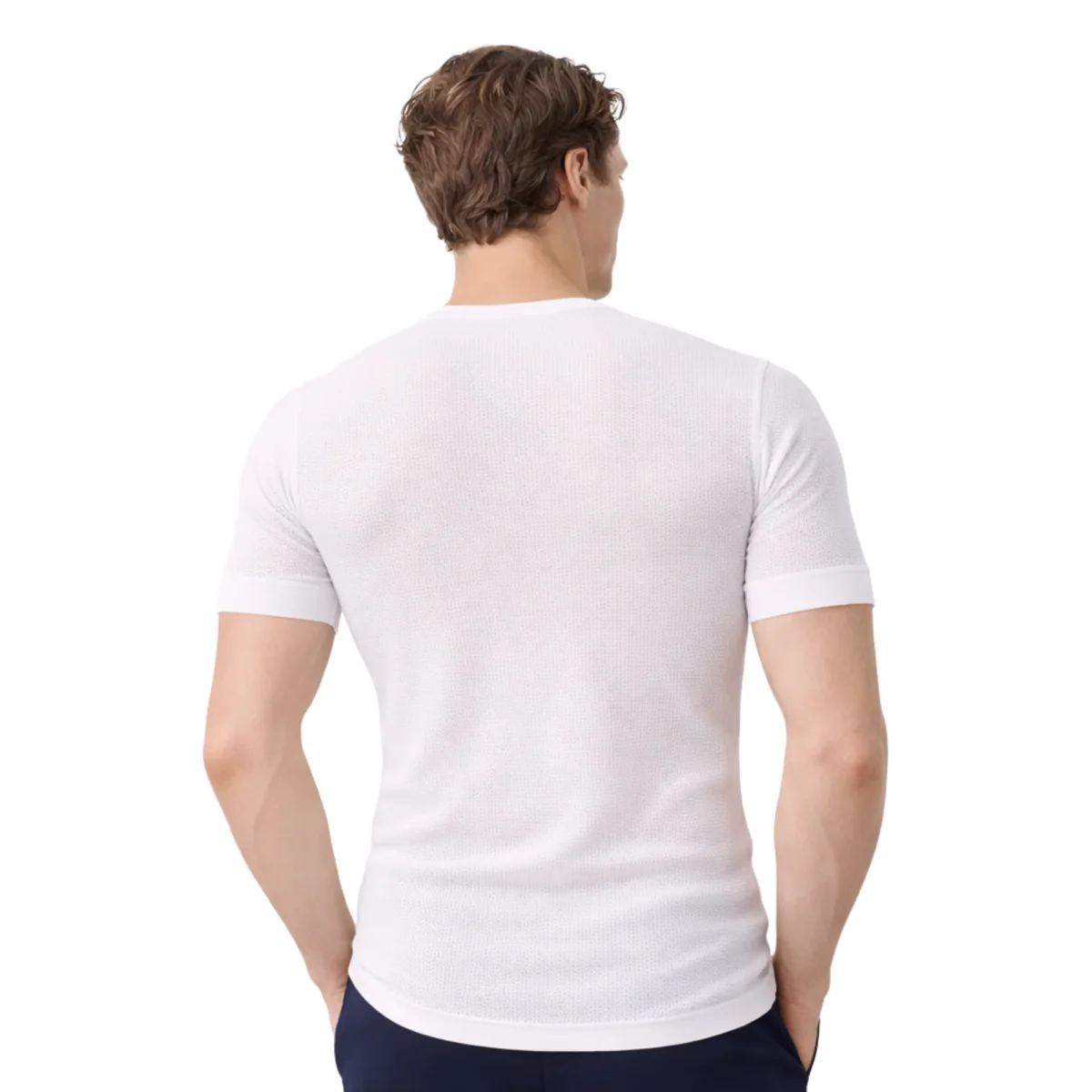 5234 CAMISETA MANGA CORTA CALADA HILO DE ESCOCIA. CUELLO PICO - Imagen 3