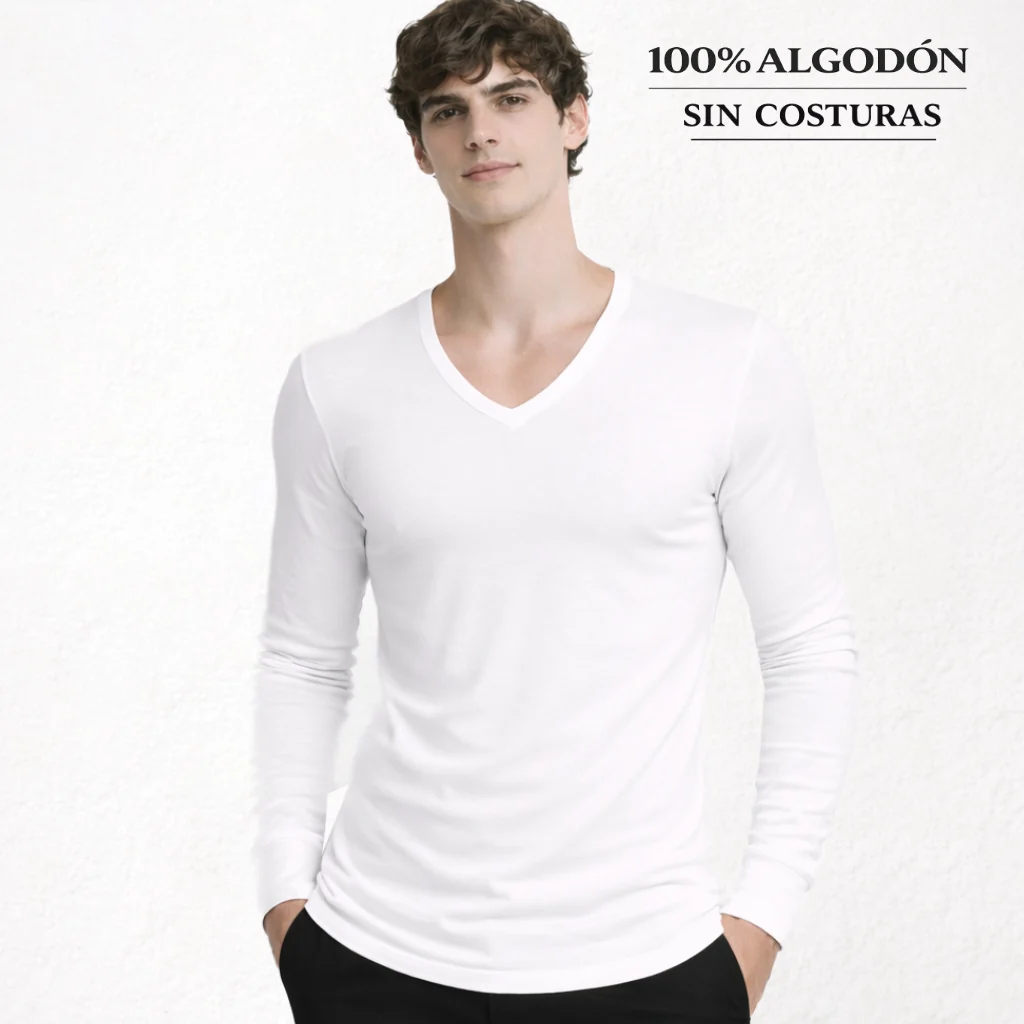 5284 CAMISETA MANGA LARGA BÁSICA. CUELLO PICO