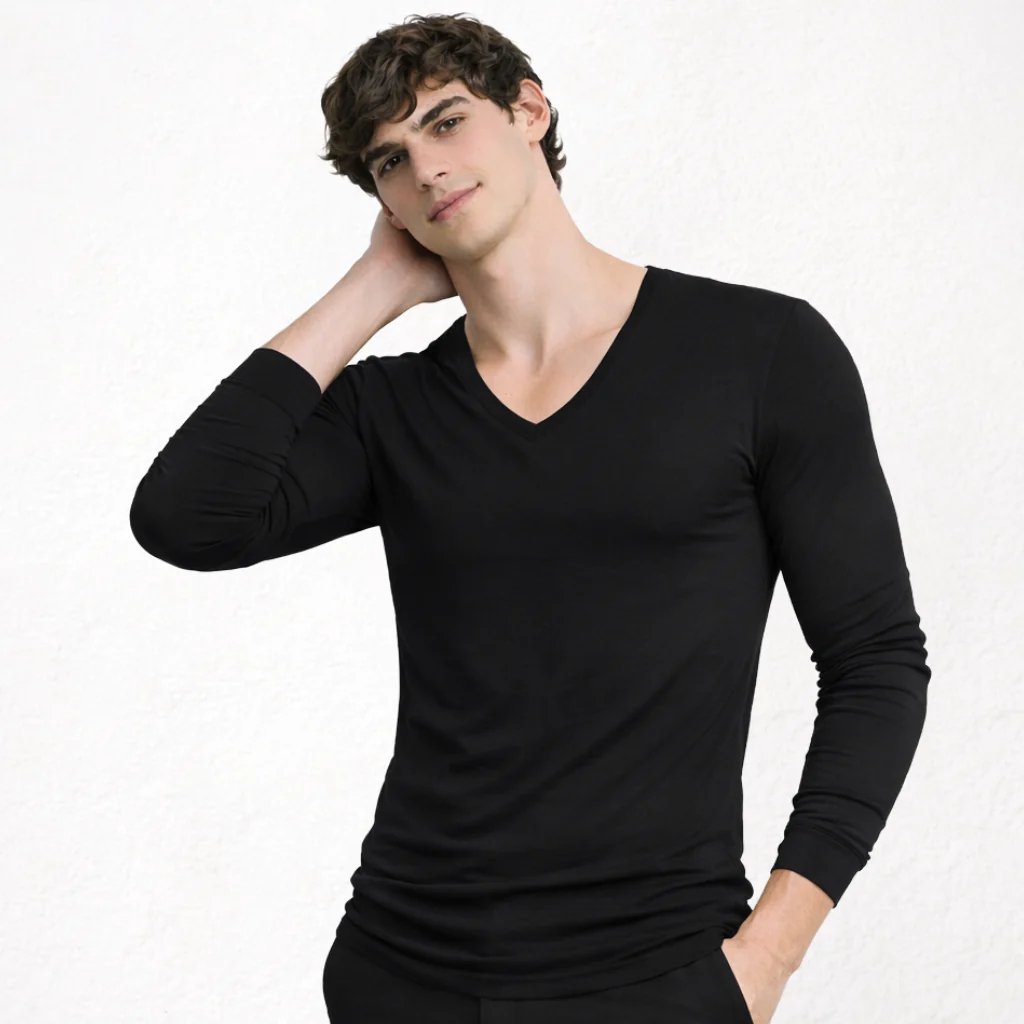 5284 CAMISETA MANGA LARGA BÁSICA. CUELLO PICO - Imagen 3