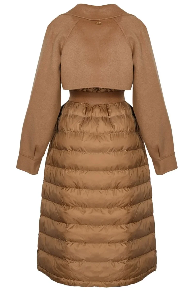Twinset abrigo acolchado con cinturon camel - Imagen 5