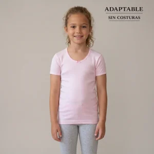 5821R CAMISETA MANGA CORTA ADAPTABLE CON LACITO ROSA