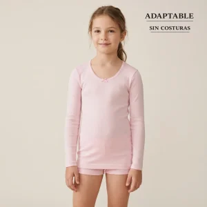 5826R CAMISETA MANGA LARGA ADAPTABLE CON LACITO ROSA