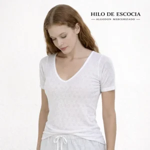 5828 CAMISETA CALADA MANGA CORTA HILO DE ESCOCIA 100% ALGODÓN ANTIALÉRGICA