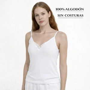 5831 CAMISETA TIRANTES ADORNO 100% ALGODÓN ANTIALÉRGICA