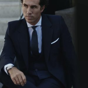 Silbon americana traje natural stretch navy blue