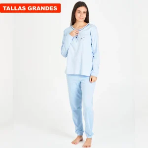 PIJAMA MUJER TALLAS GRANDES AZUL CLARO